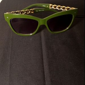 Green with gold chain style sunglasses